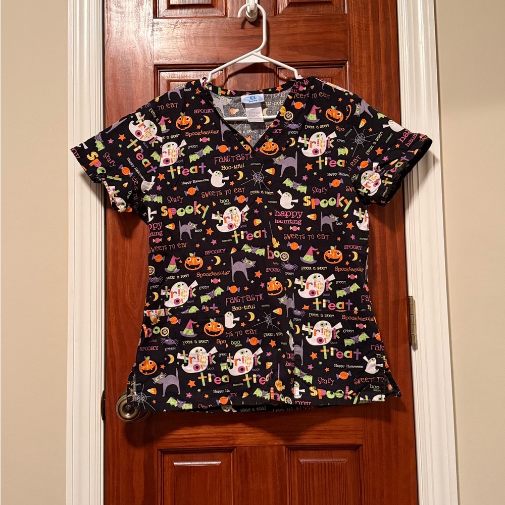 Halloween Themed Scrub Top